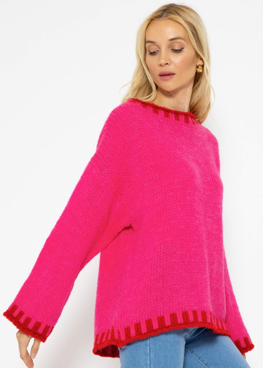 Jumper with red details - pink