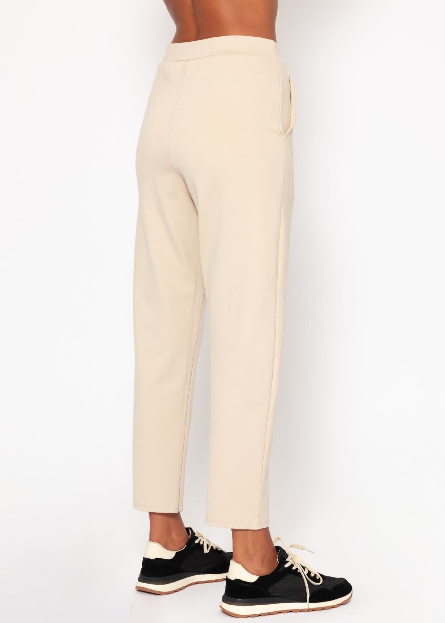 Jersey chinos with decorative stitching - beige