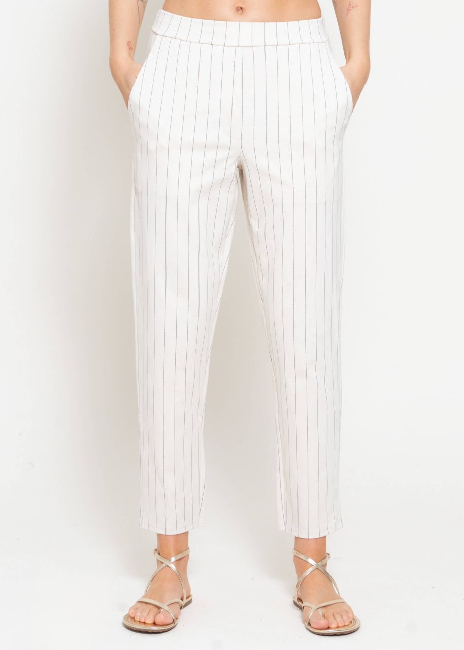 Jersey chinos with pinstripes - offwhite