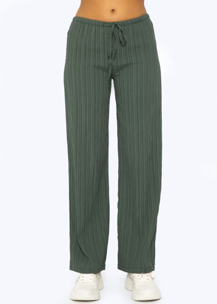 Trousers with crinkle effect - khaki
