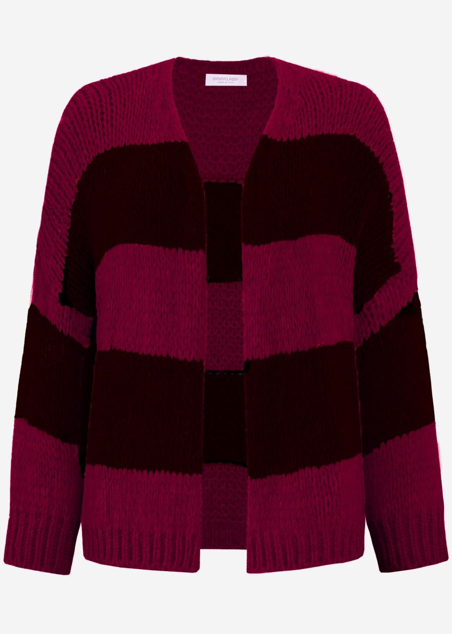 Striped oversize cardigan - burgundy-black