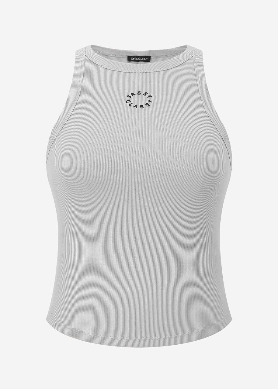 Tank top with embroidery - grey