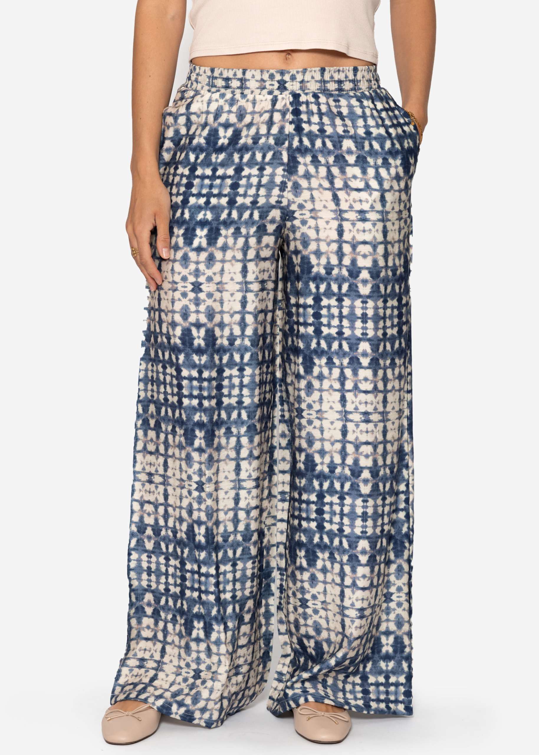 Slip-on trousers with print - blue