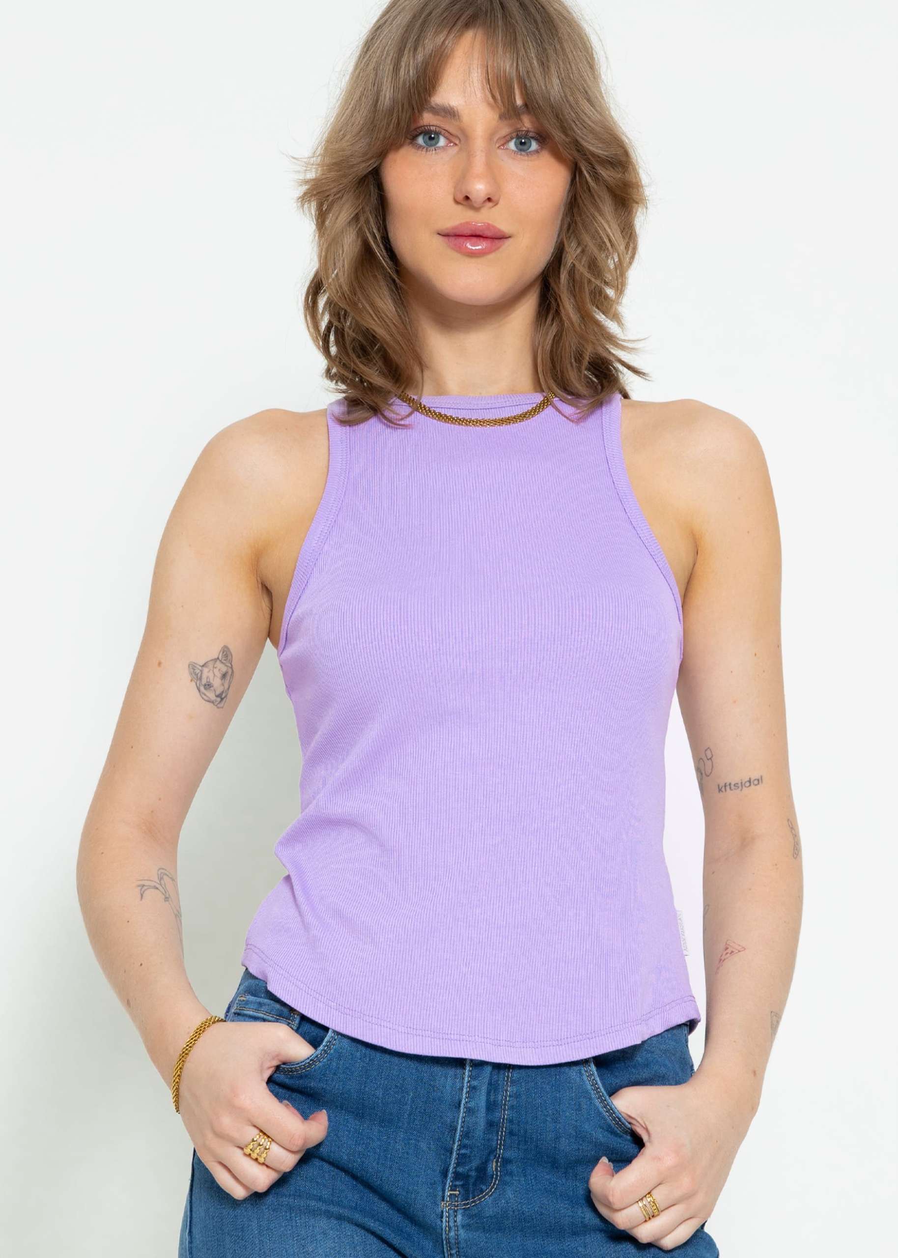 Ribbed tank top - lilac