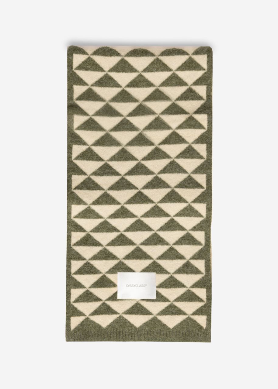 Scarf with geometric print - khaki-offwhite