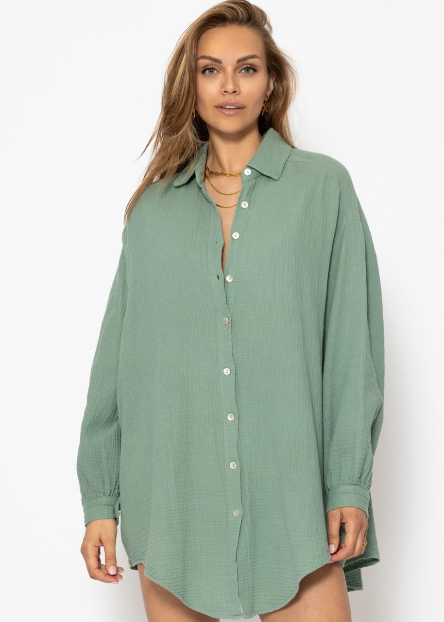 Oversize muslin blouse, sage green