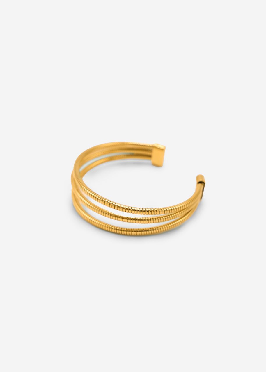 Three-link bangle with texture - gold