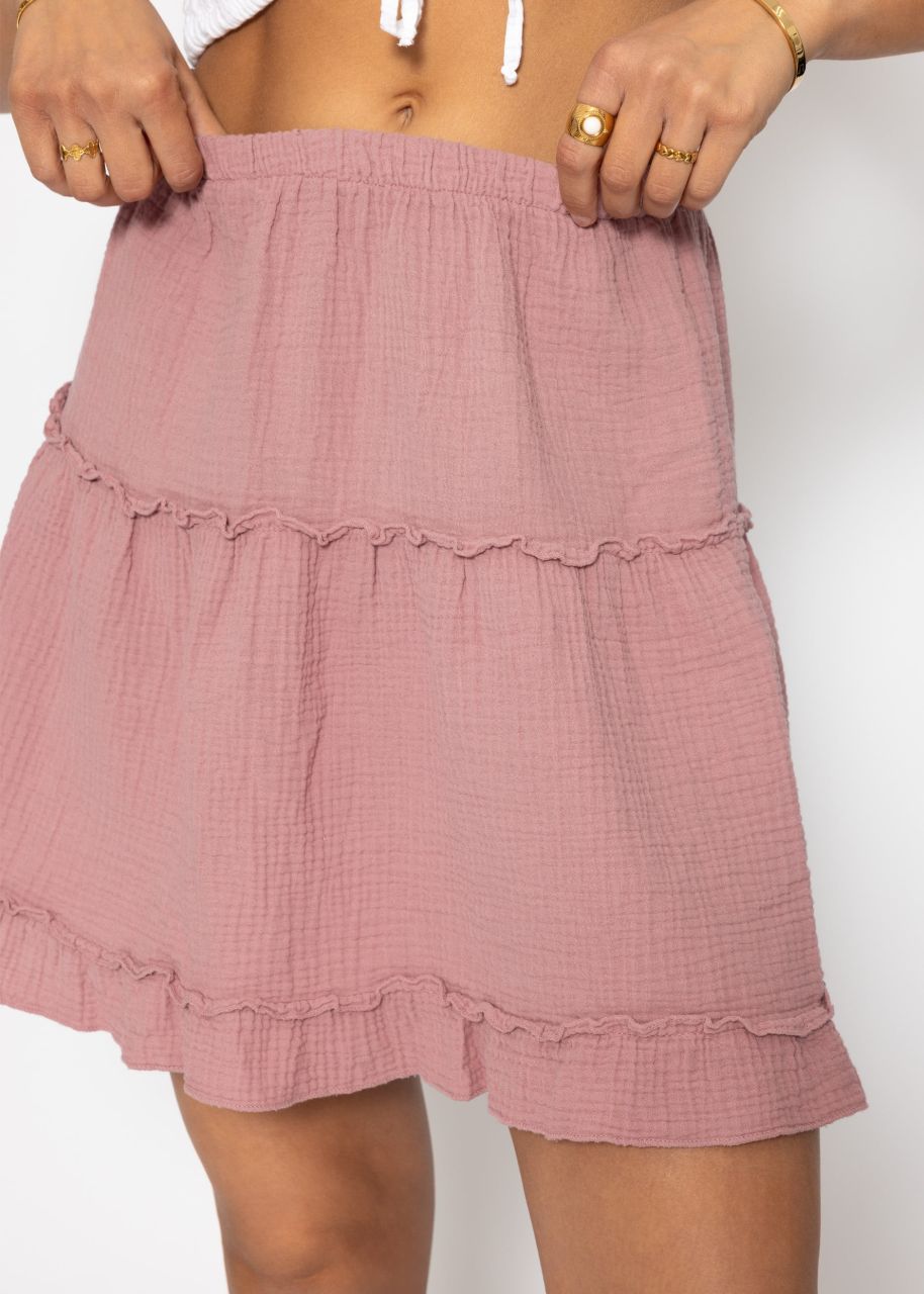 Muslin skirt with flounce - dusky pink