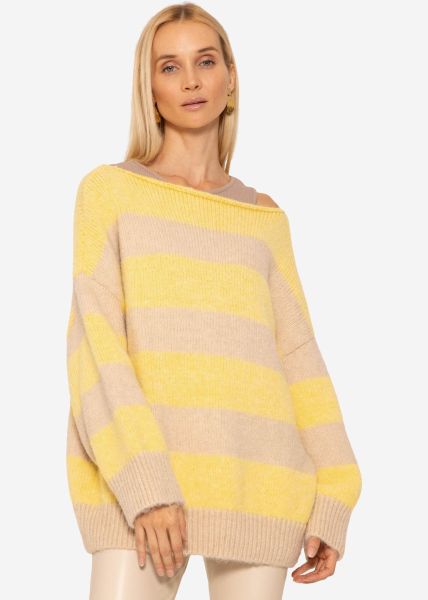 Jumper with block stripes - yellow-beige