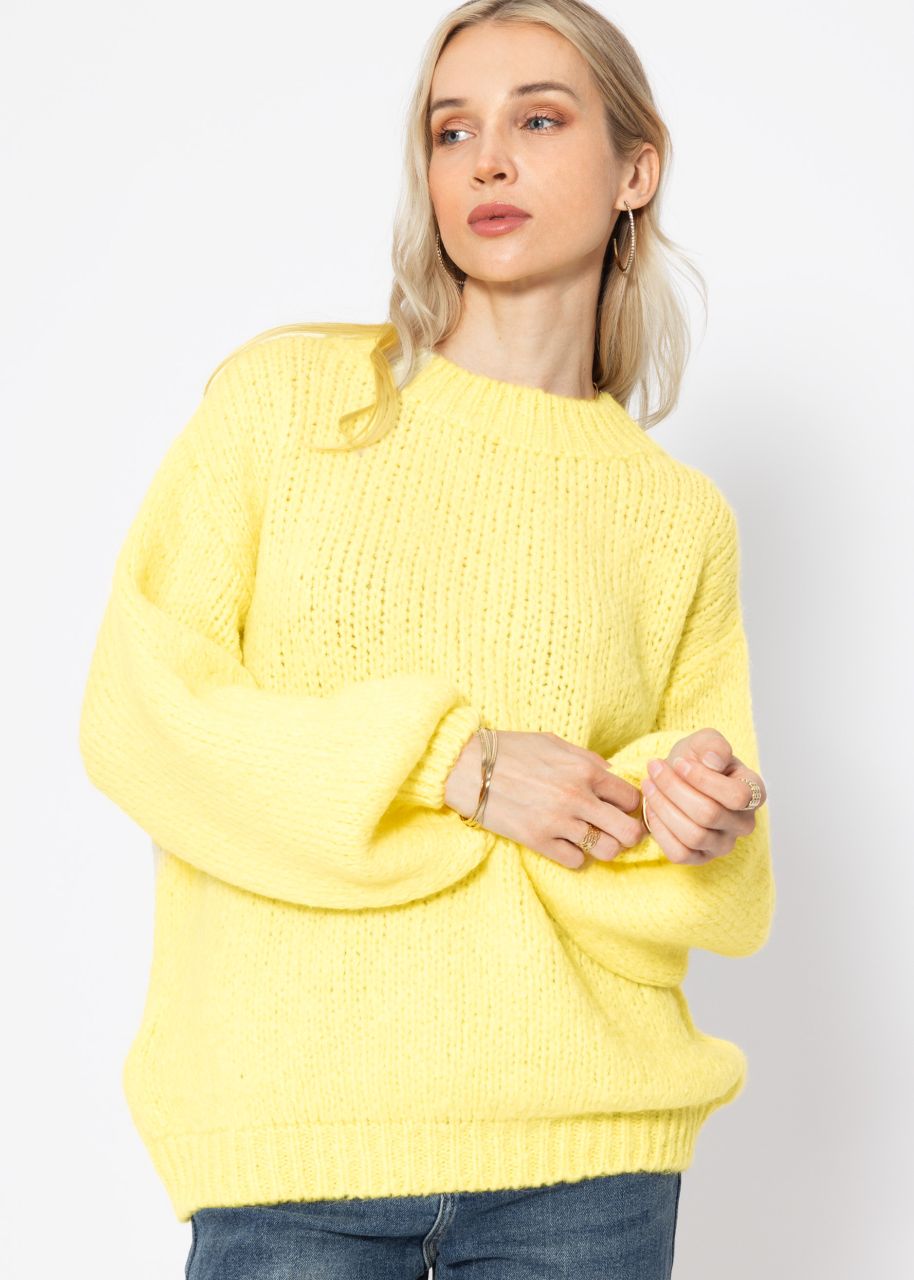 Oversized jumper with round neckline - vanilla yellow