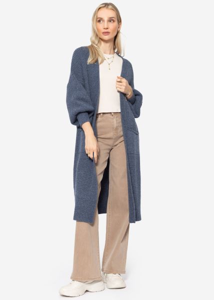 Long super soft cardigan with pockets - jean blue