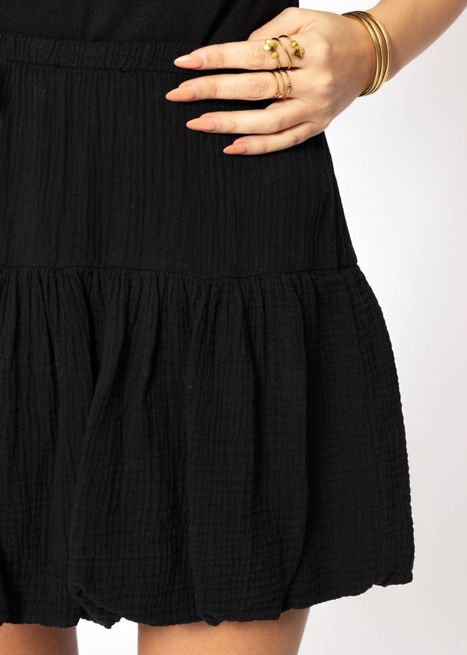 Short muslin balloon skirt - black