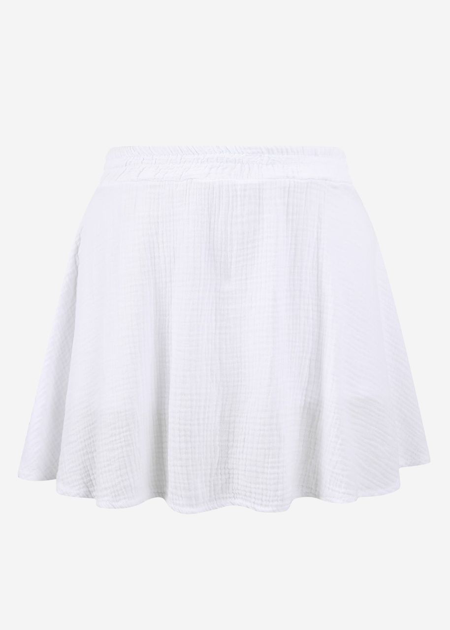 Muslin skirt-shorts, white
