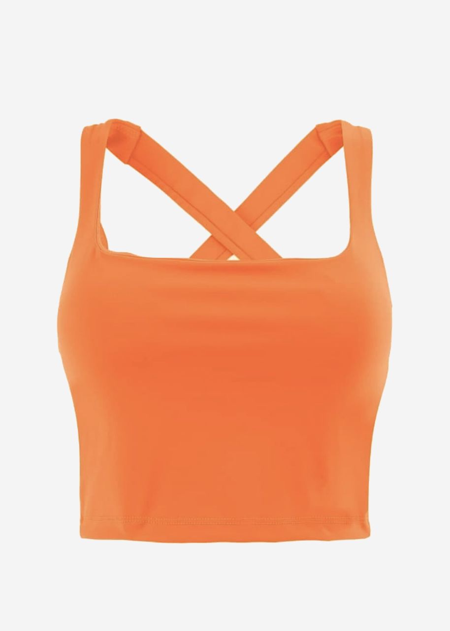 Sports bra with crossed, wide straps - orange