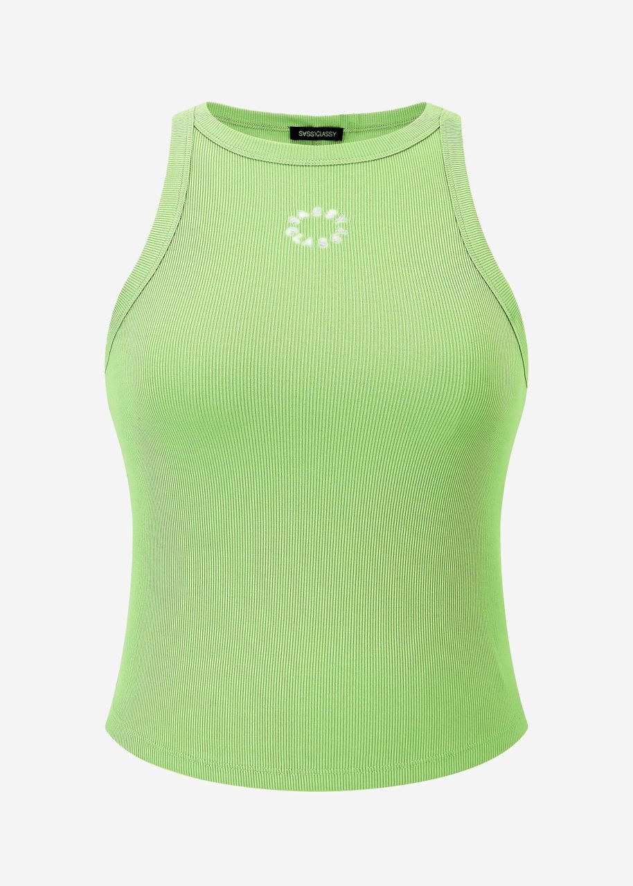 Tank top with embroidery - light green