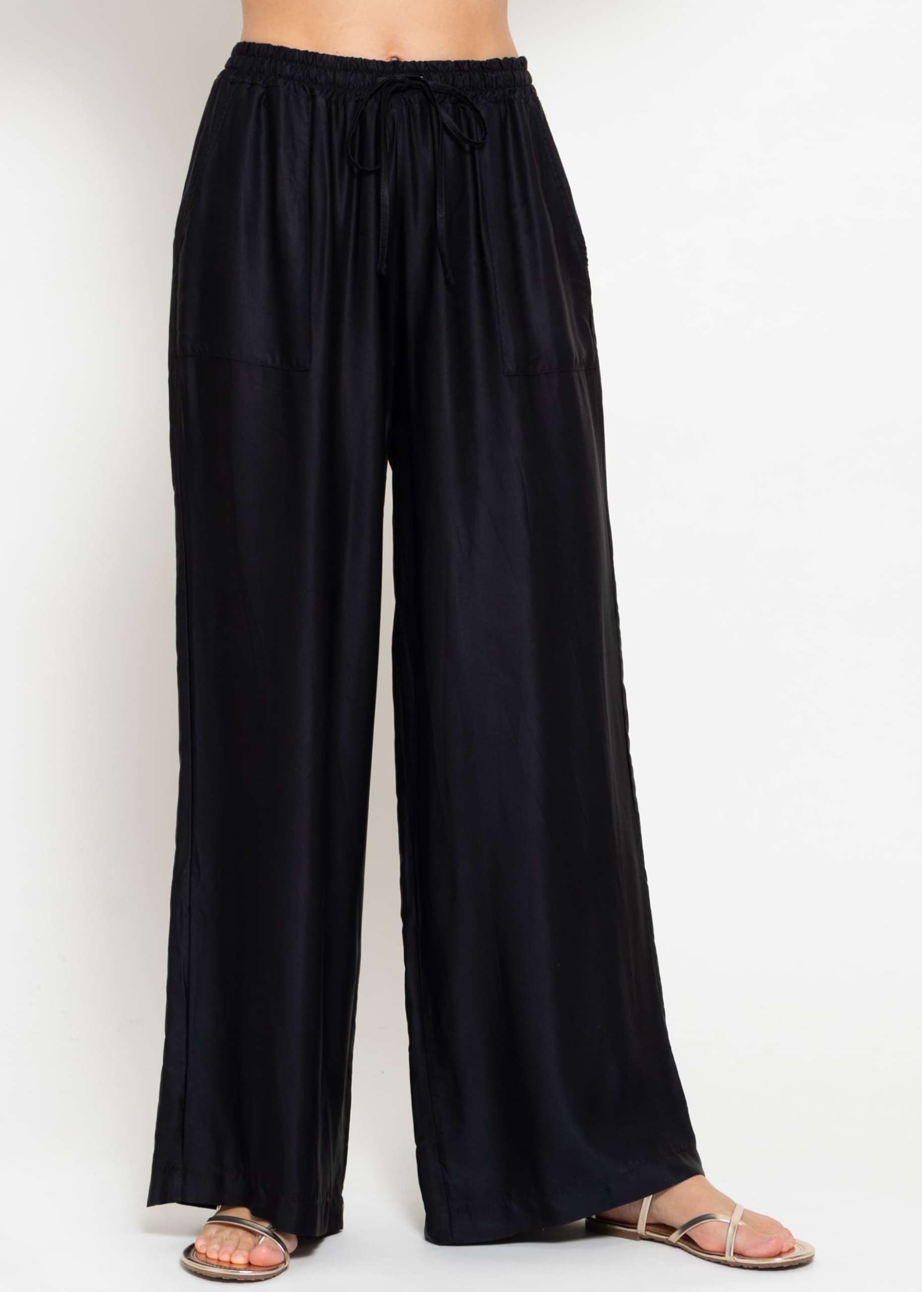 Satin pants - black