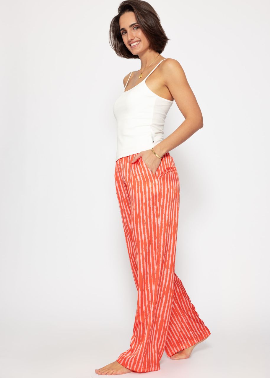 Striped satin trousers - orange