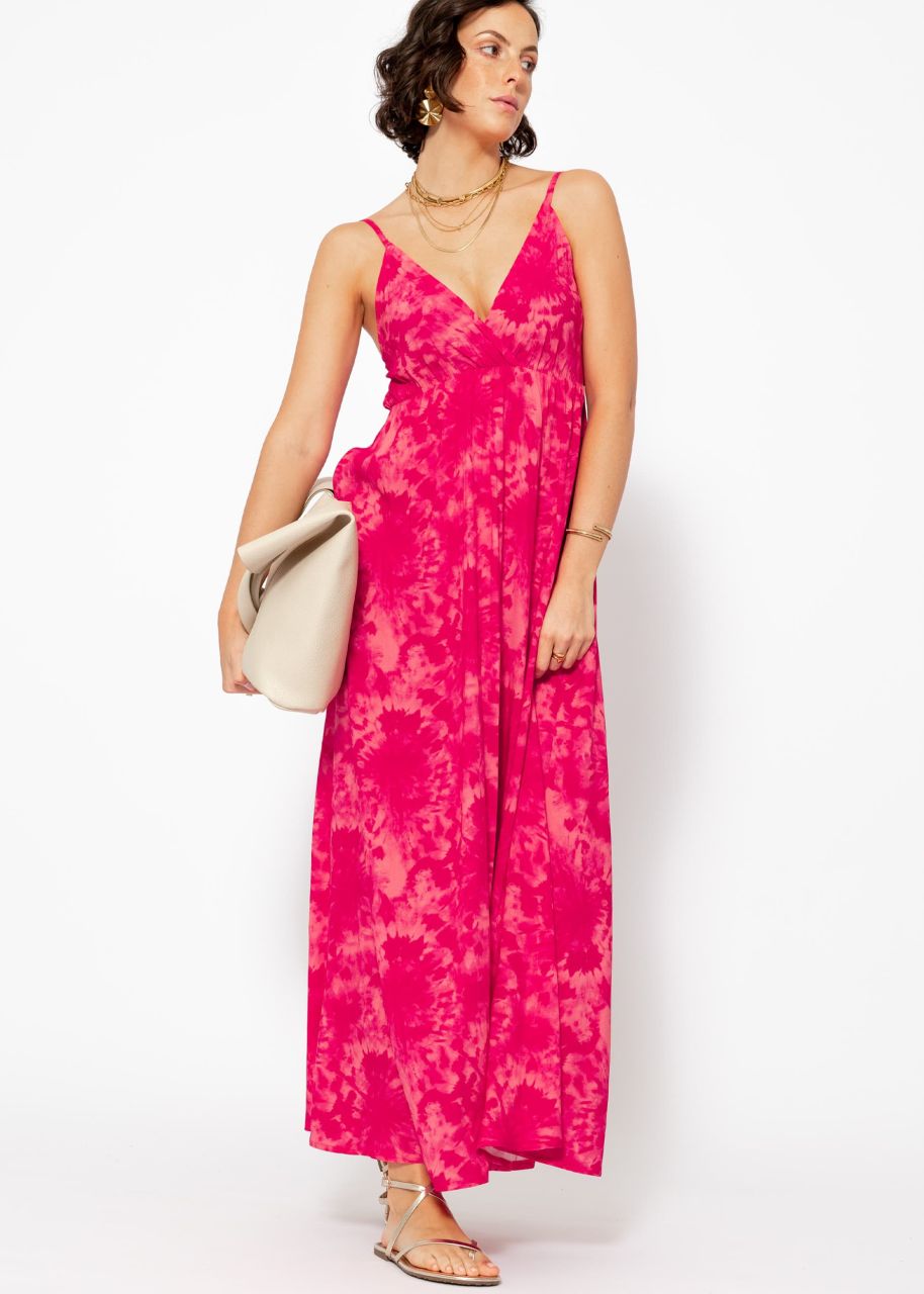 Maxi dress with batik print - pink