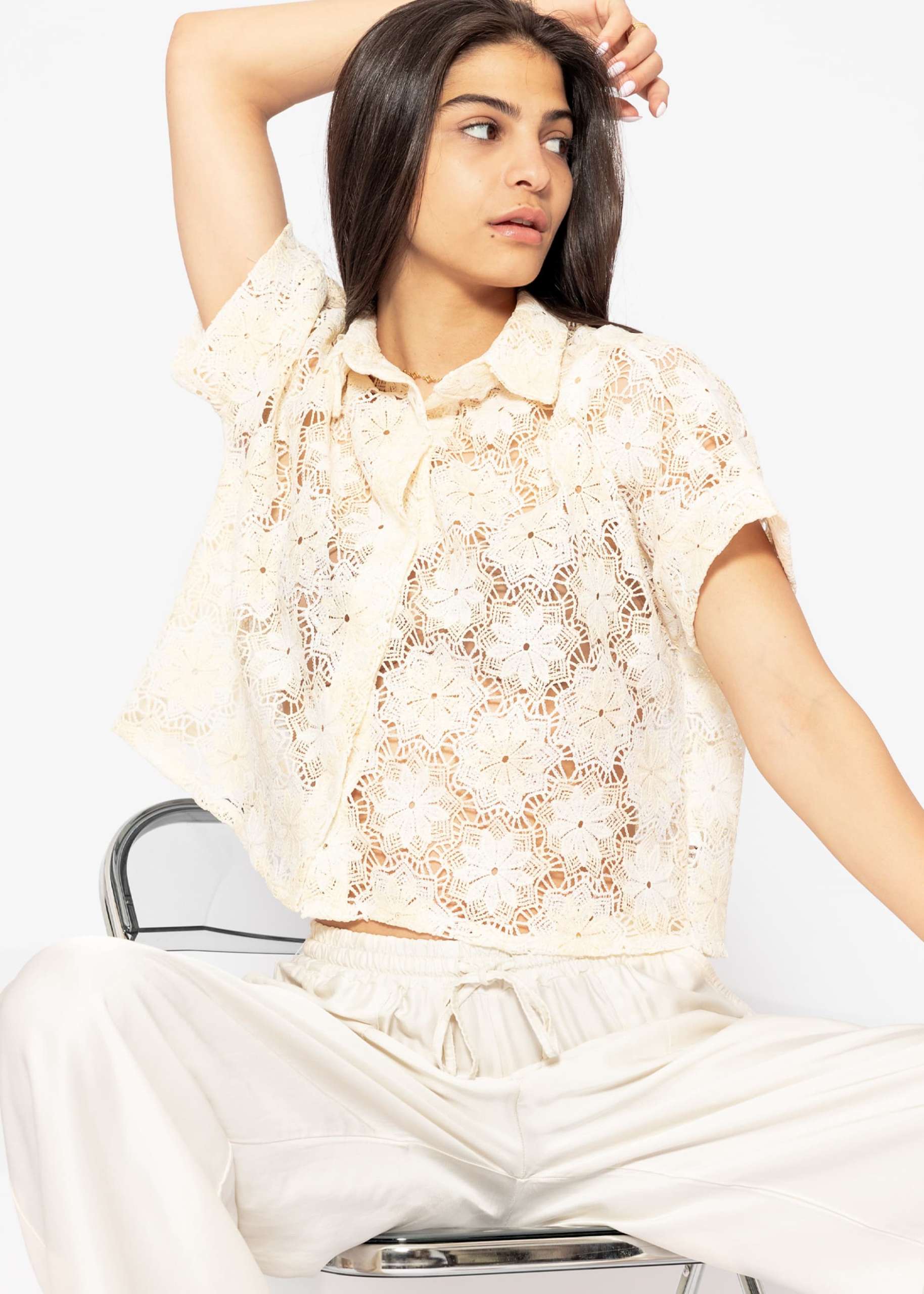 Lace blouse jacket - offwhite