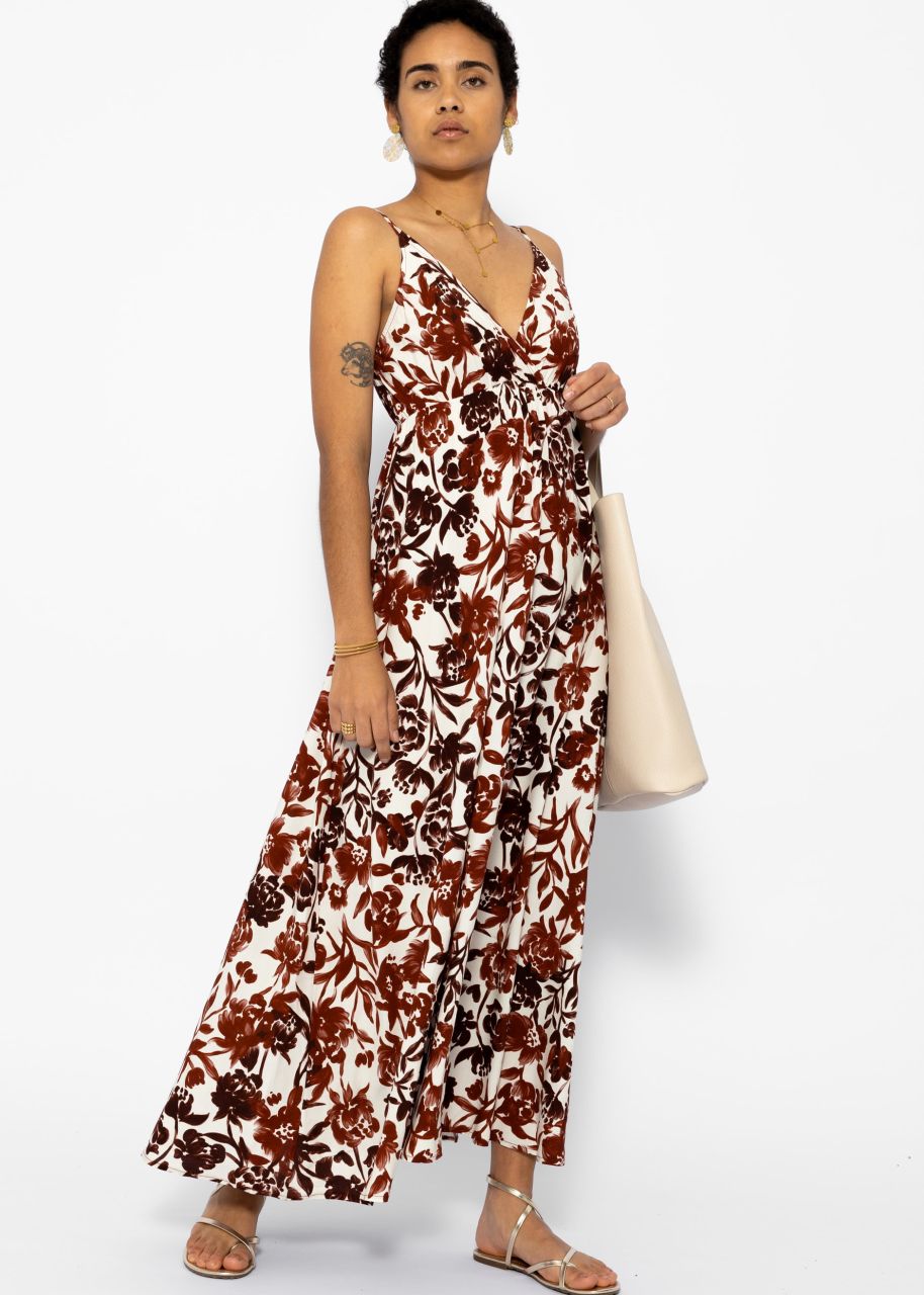 Strap dress with floral print - offwhite