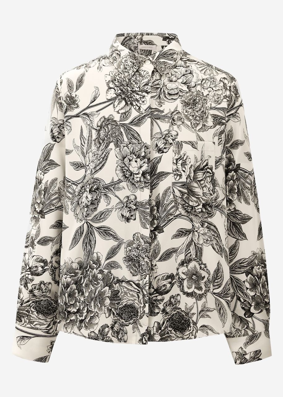 Satin blouse with print - offwhite-grey