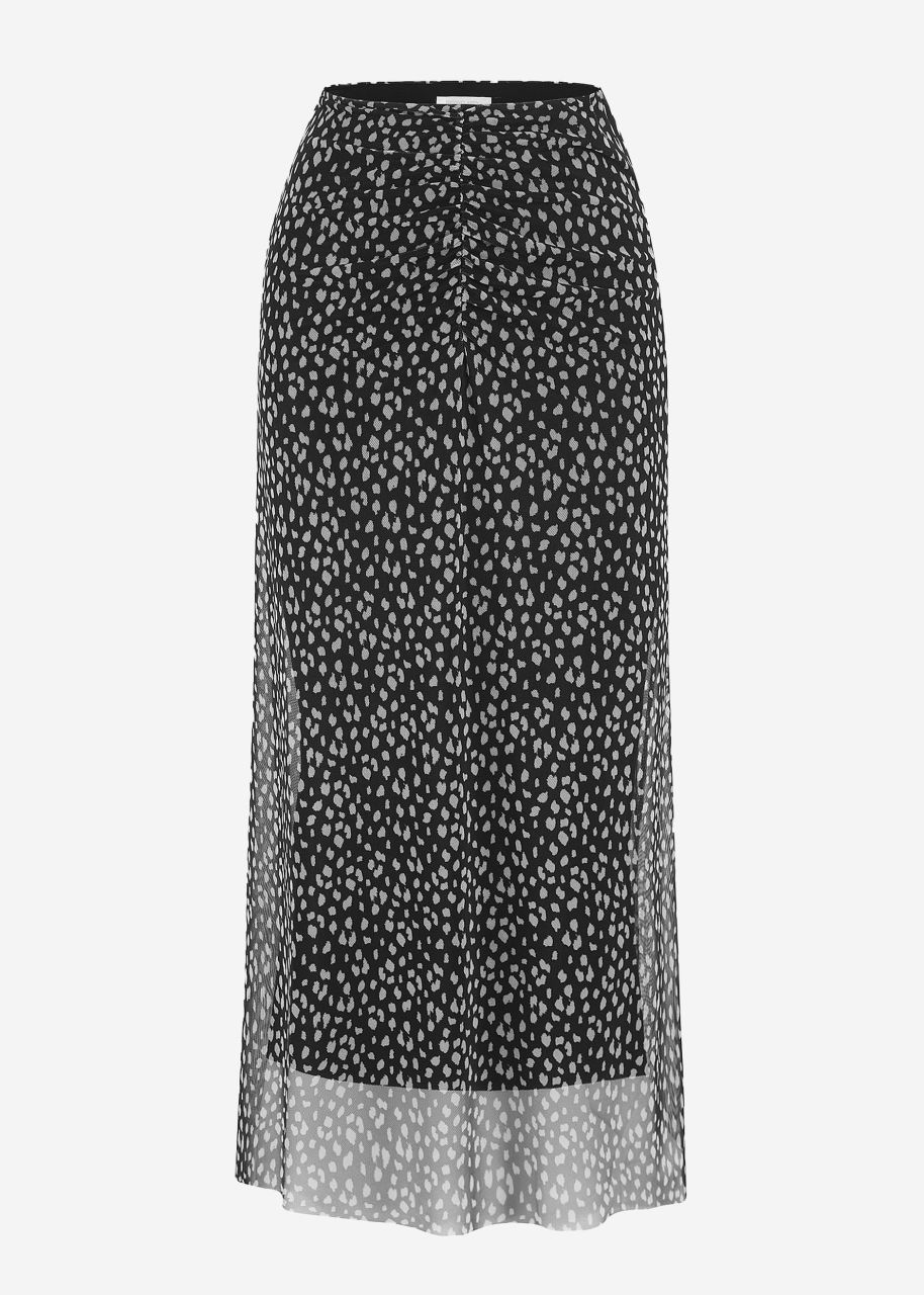 Flared meche skirt with print - black