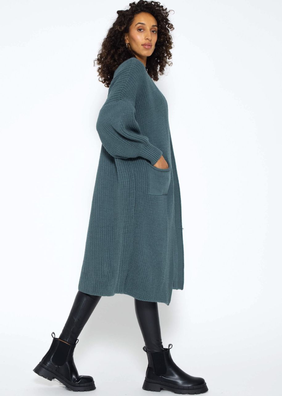 Maxi Cardigan with pockets - petrol green