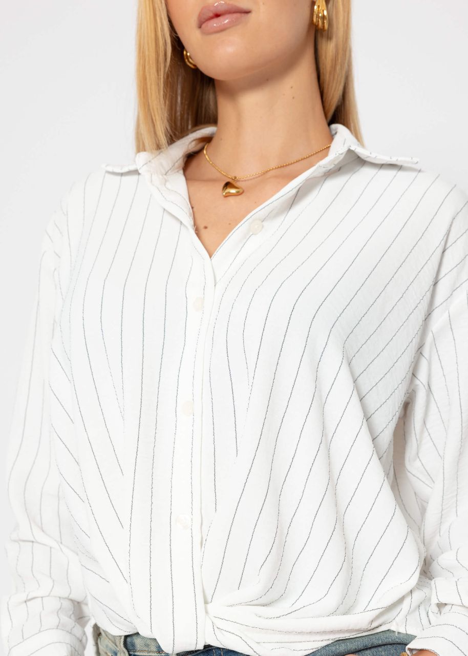 Striped blouse with knot - white