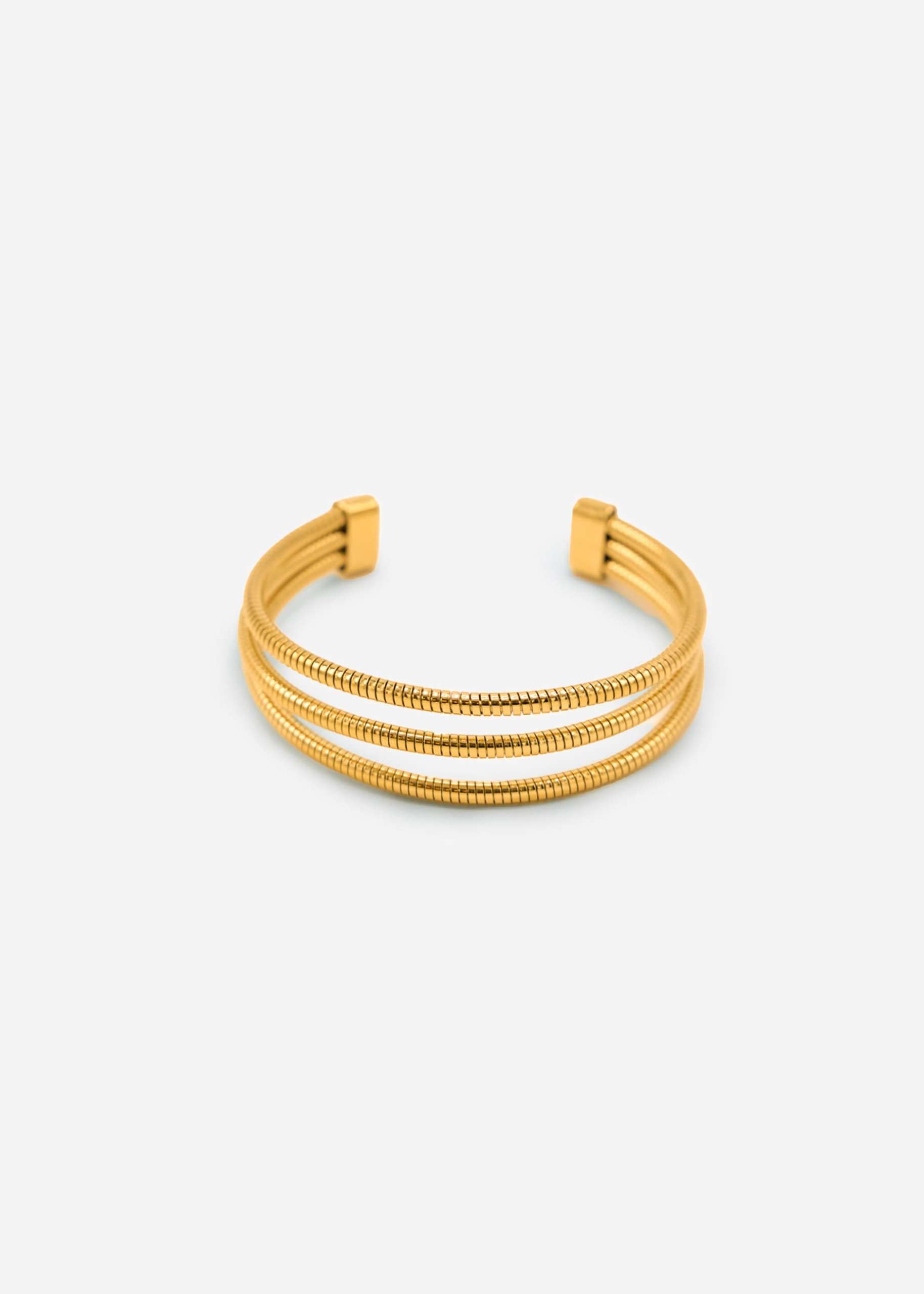 Three-link bangle with texture - gold