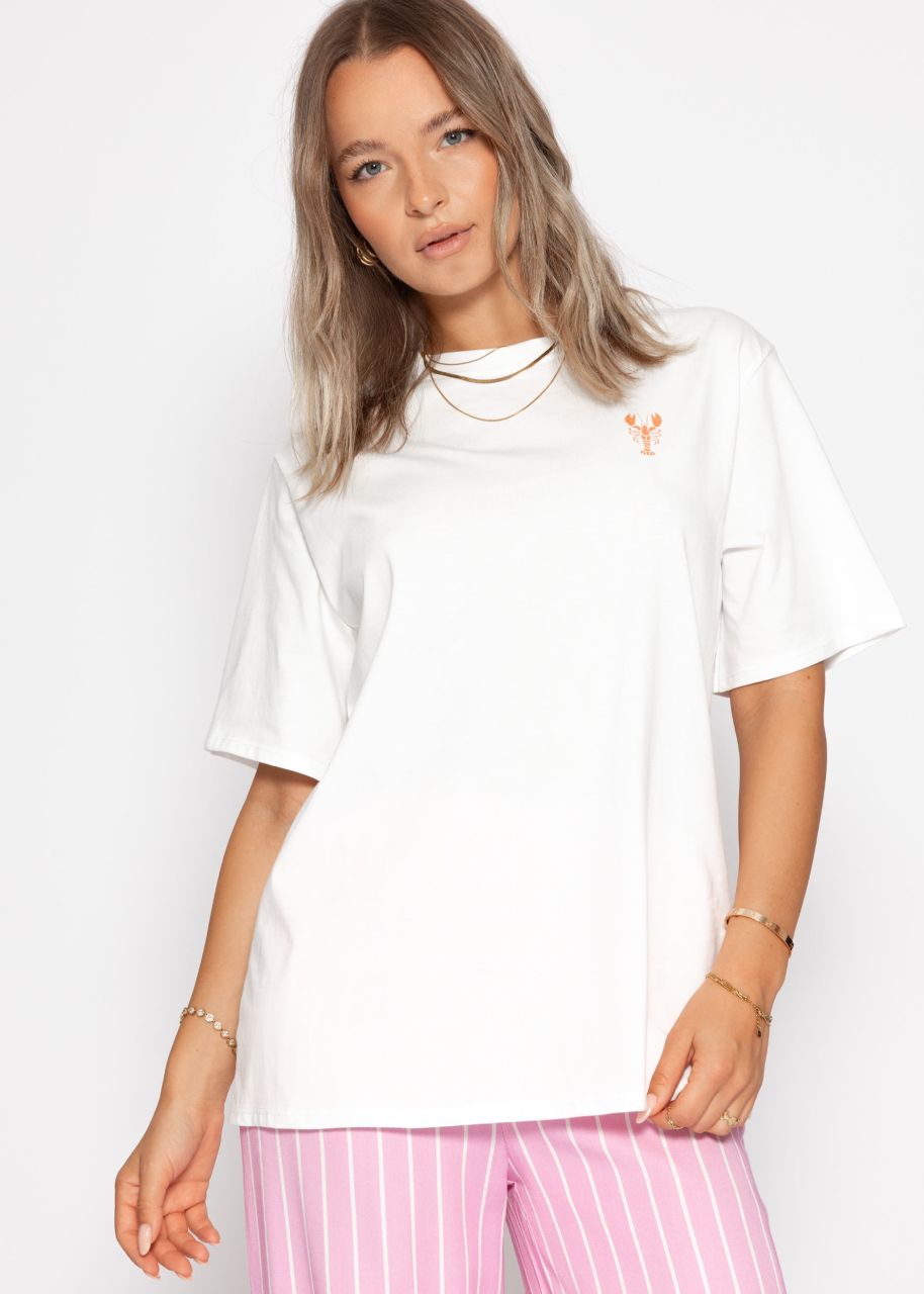 Oversized T-shirt with print - white