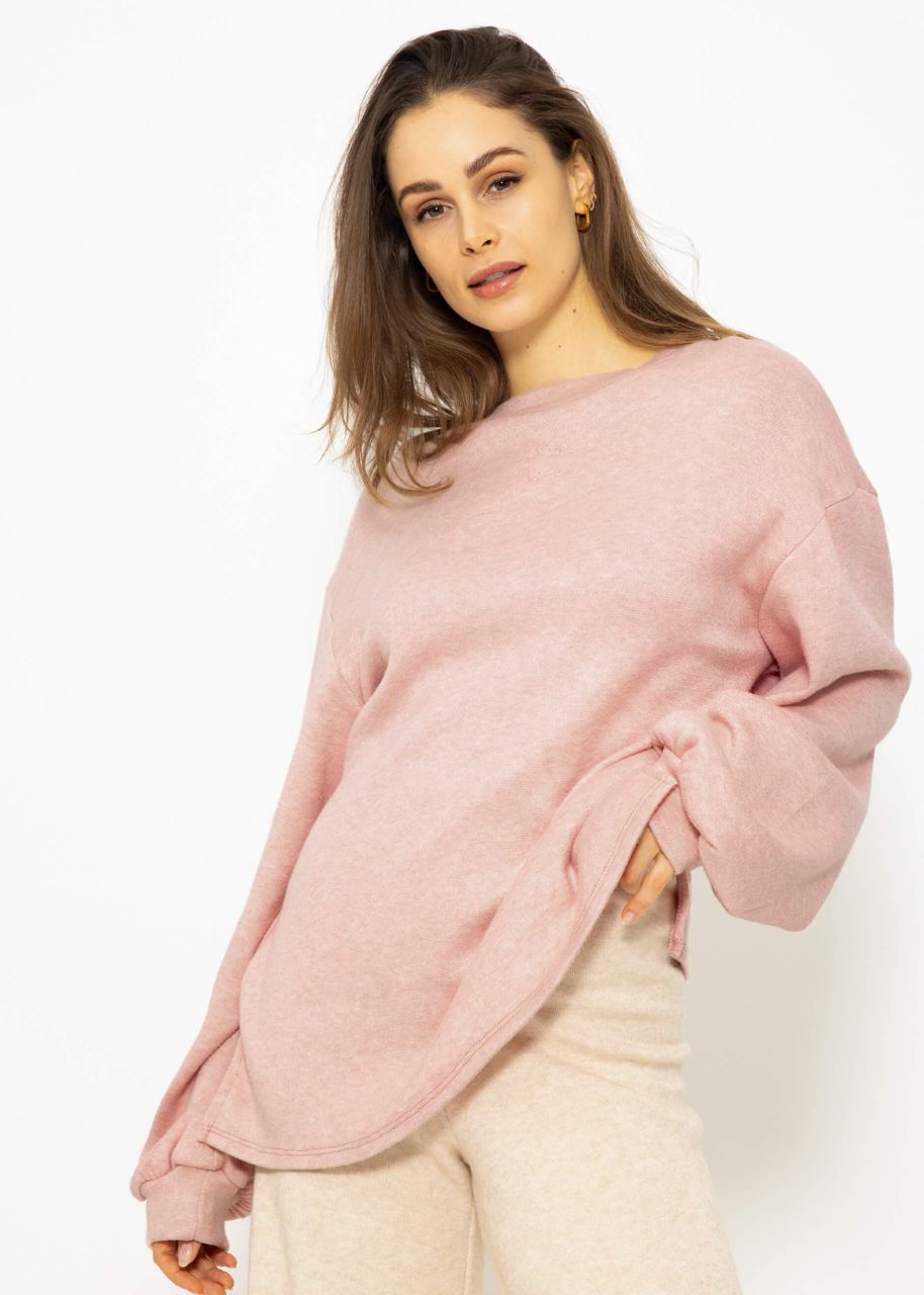 Oversized sweatshirt with embroidery - pink