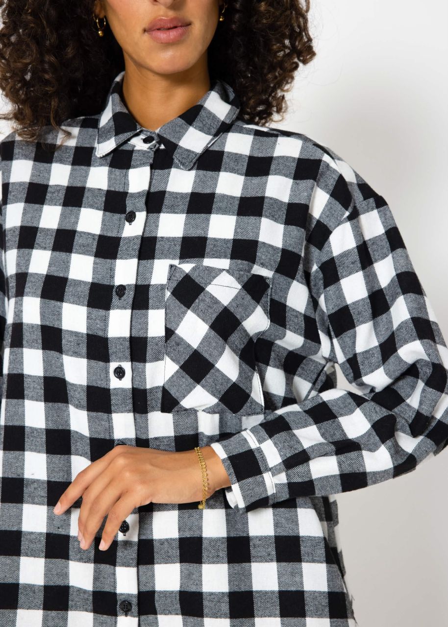 Checked blouse shirt - black and white