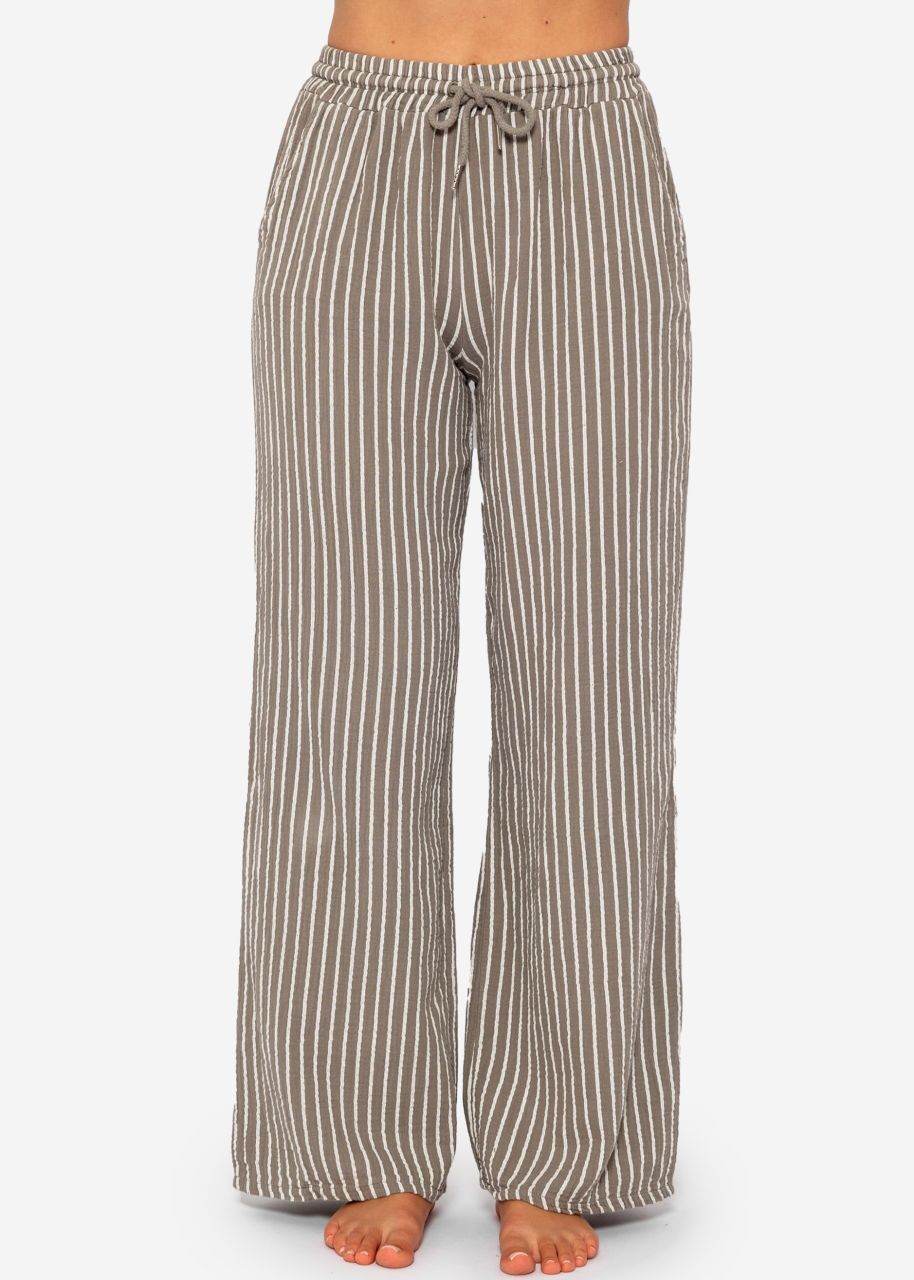 Striped muslin pants - taupe