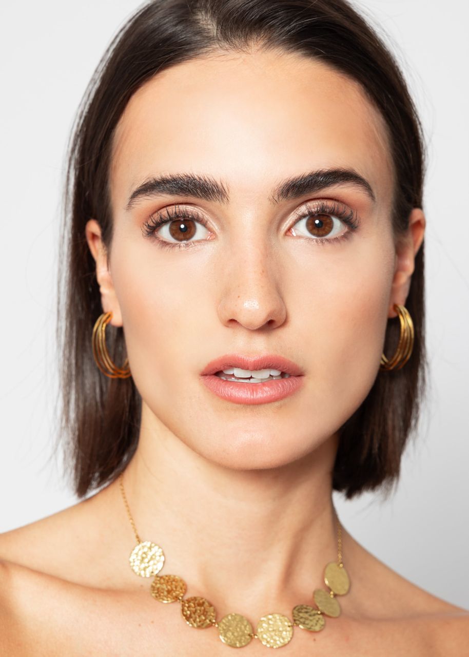 Fine double hoop earrings - gold