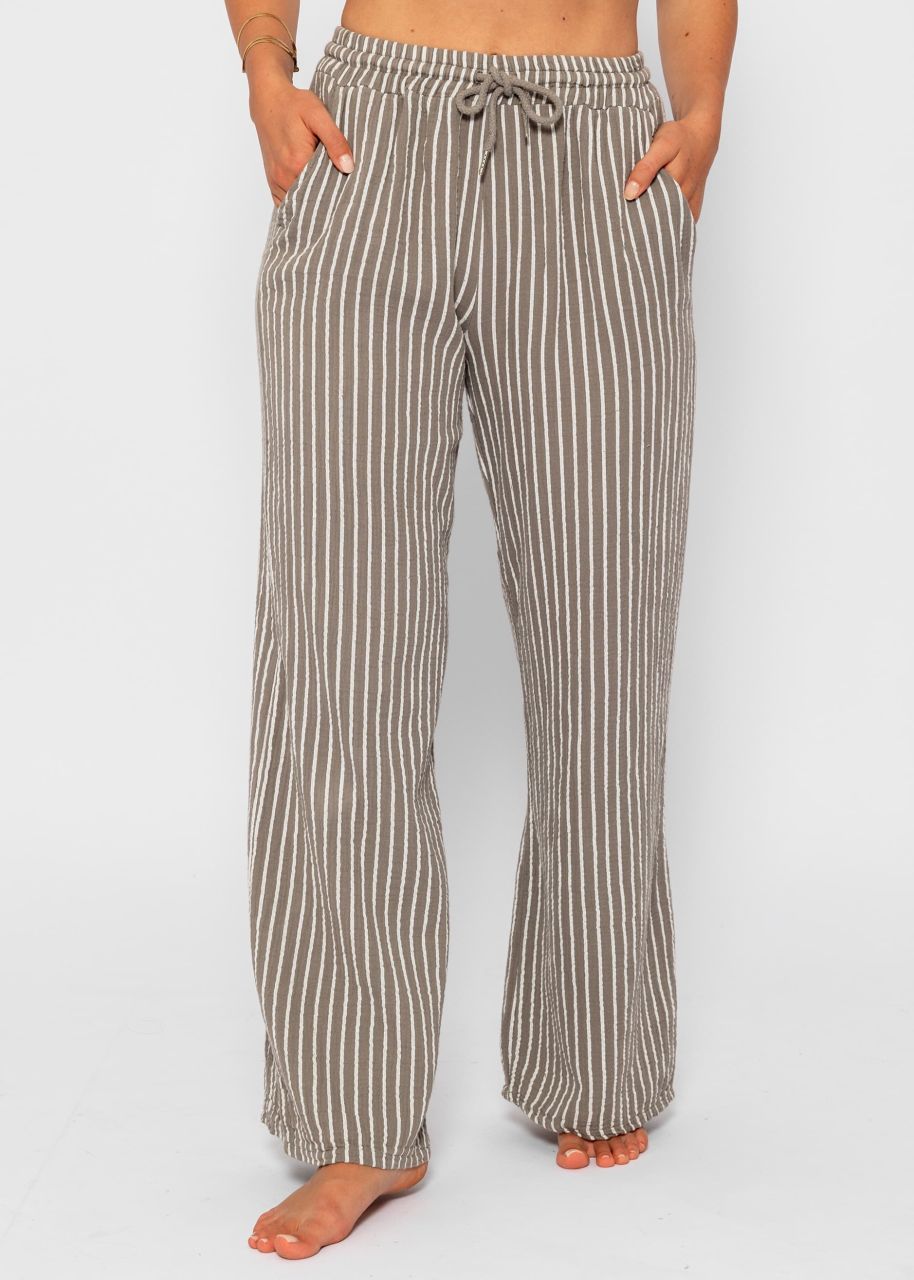 Striped muslin pants - taupe