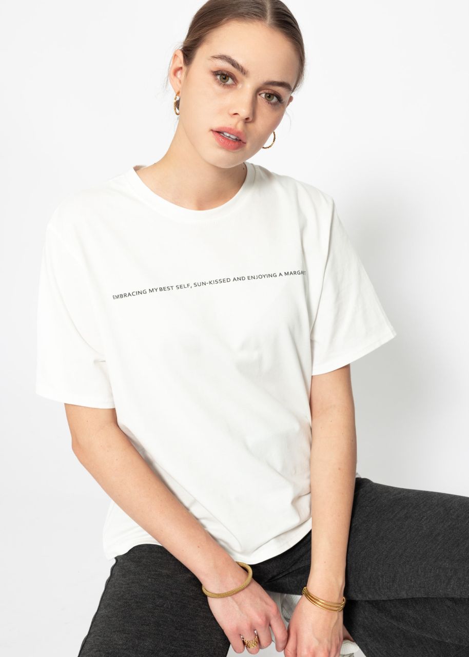 Oversize T-shirt with print - offwhite