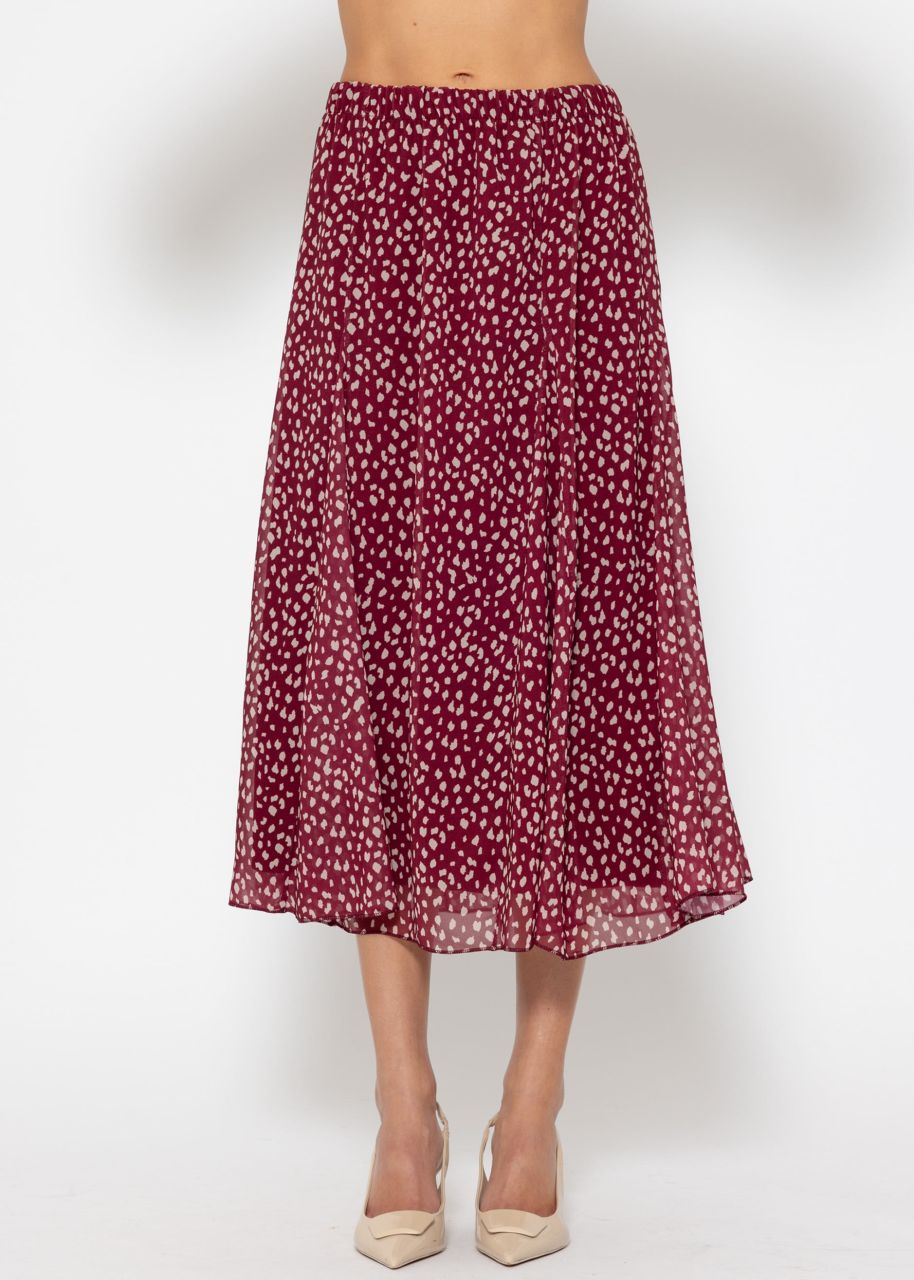 Long chiffon skirt with print - burgundy