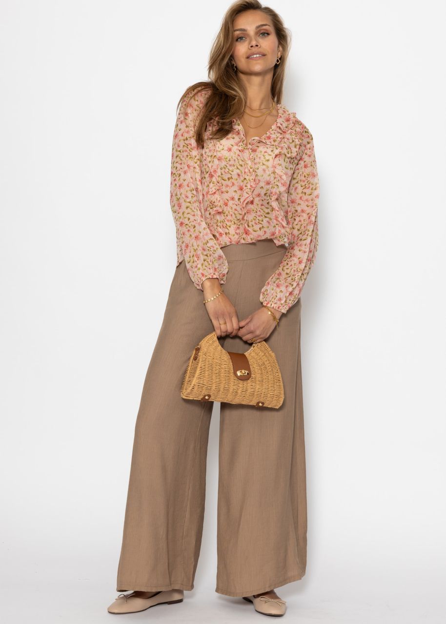 Chiffon blouse with ruffles - pink