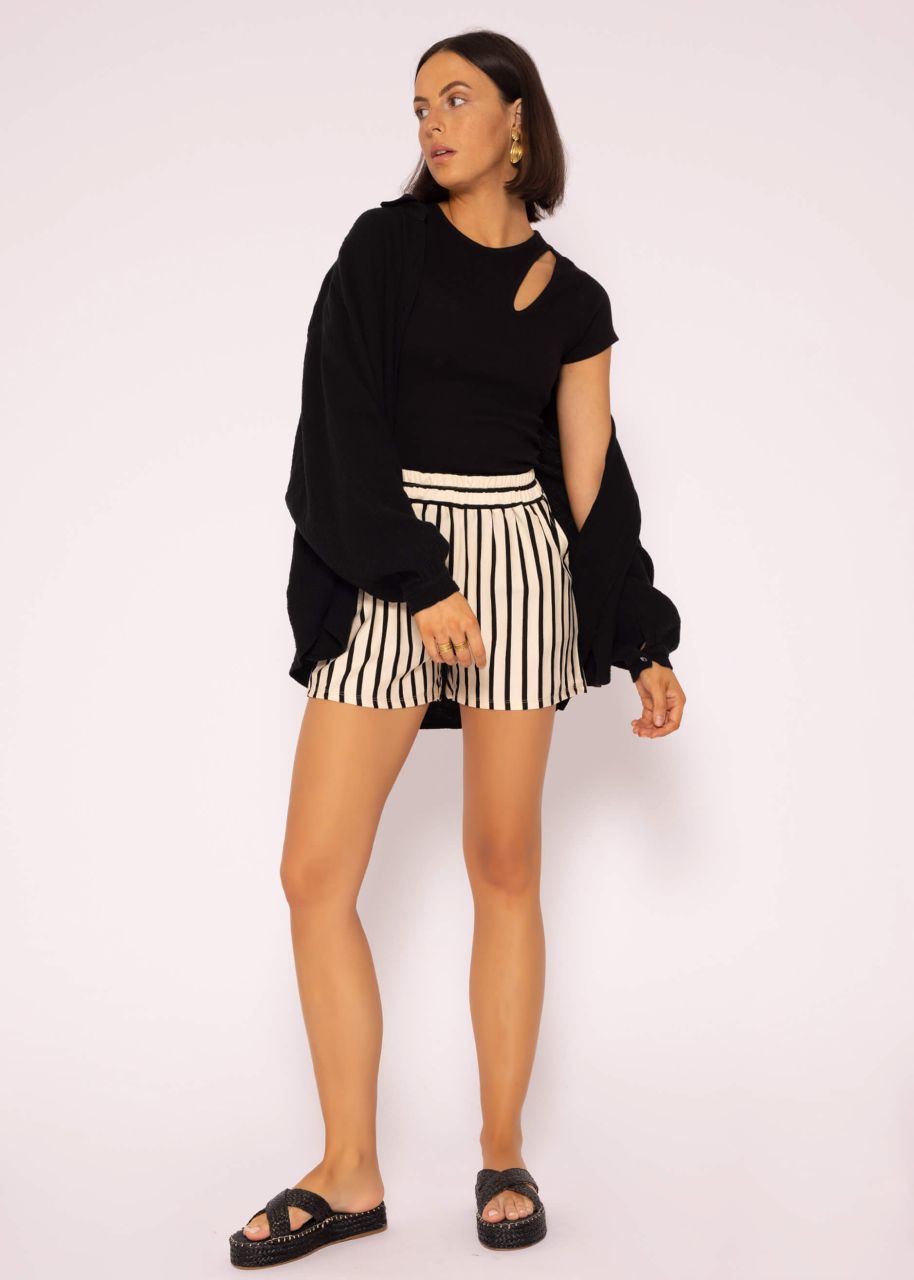 Jersey shorts, striped, offwhite-black