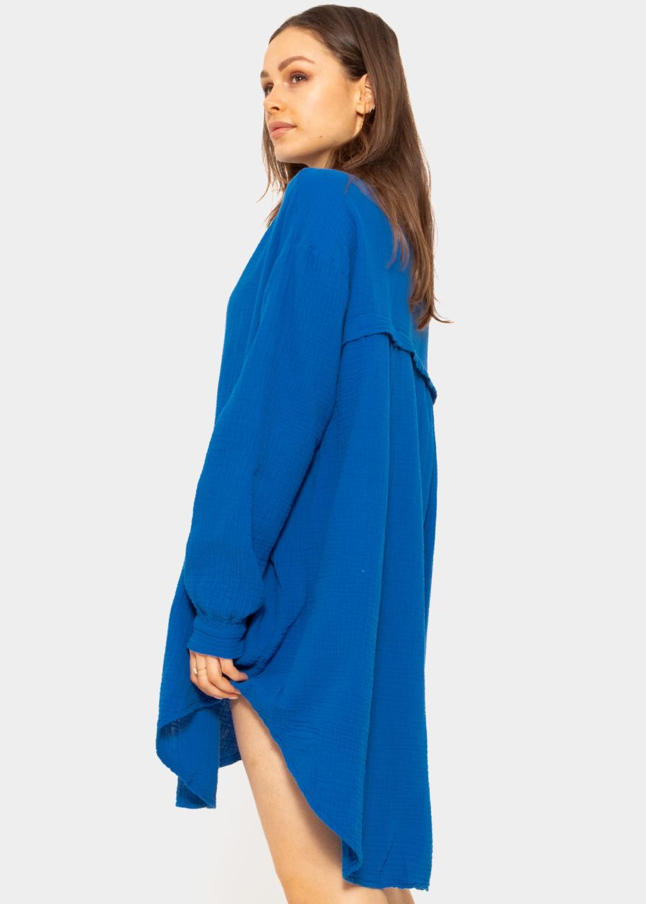 Muslin blouse oversize, royal blue