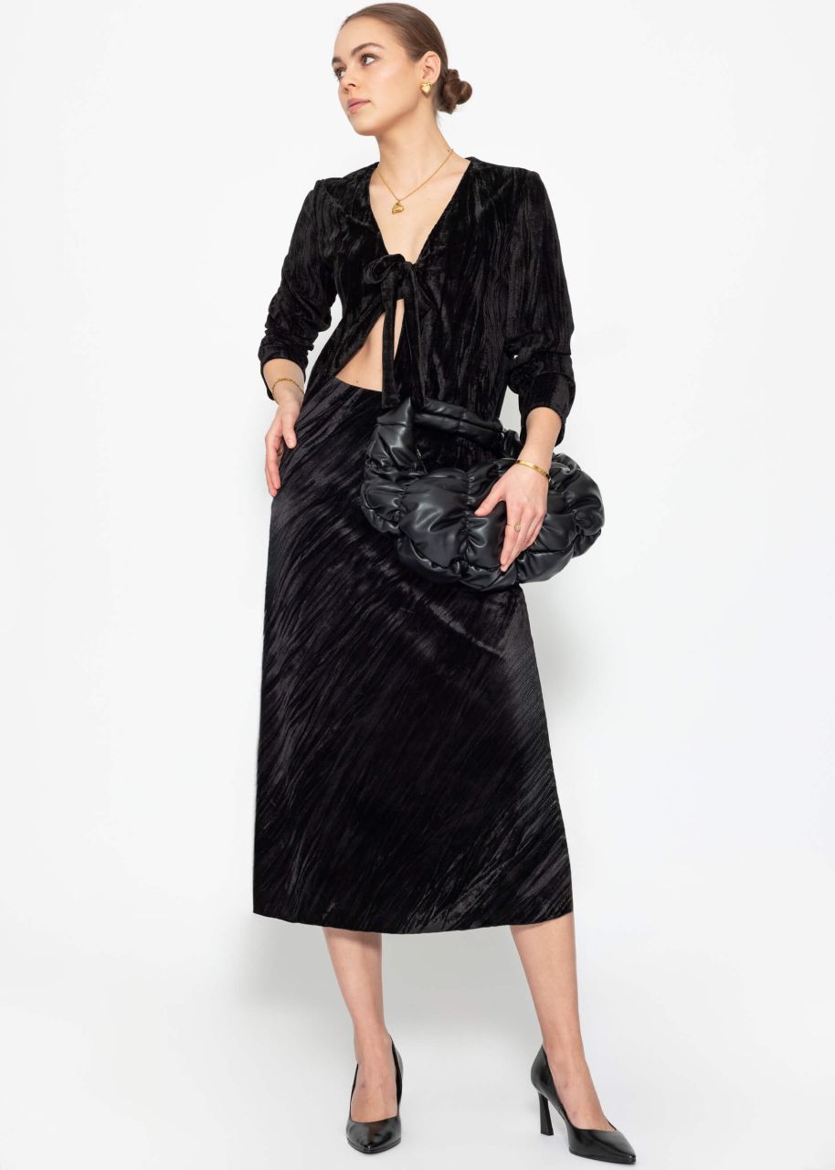 Velvet midi skirt - black