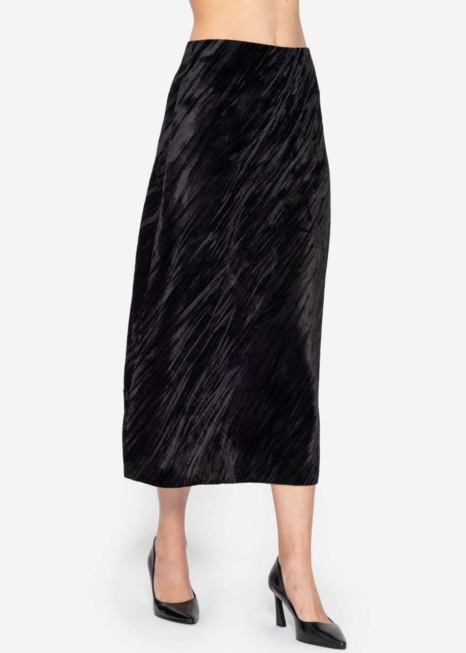 Velvet midi skirt - black