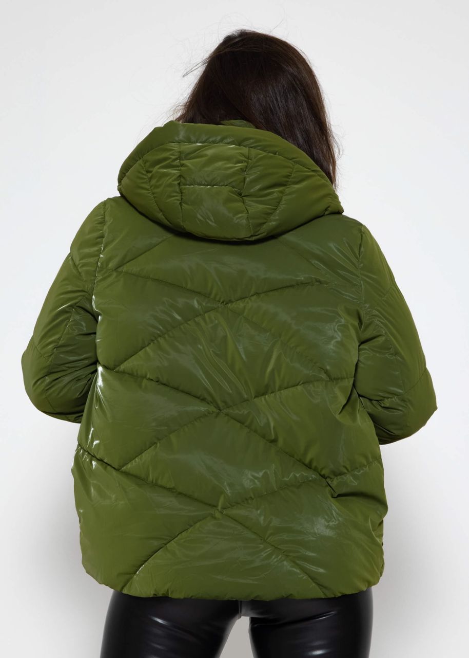 Puffer jacket with hood - khaki