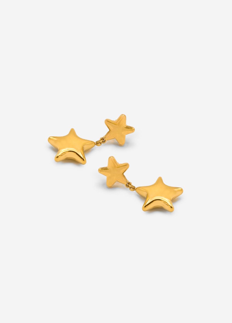 Stud earrings with star pendant - gold