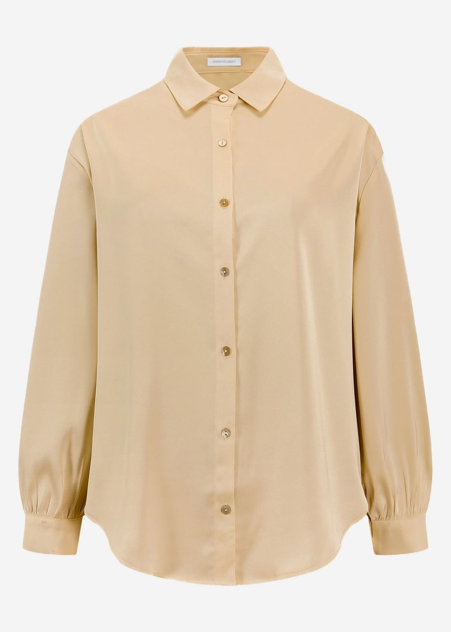 Oversized satin blouse in champagner