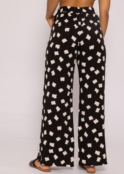 Weite Hose mit Print, schwarz