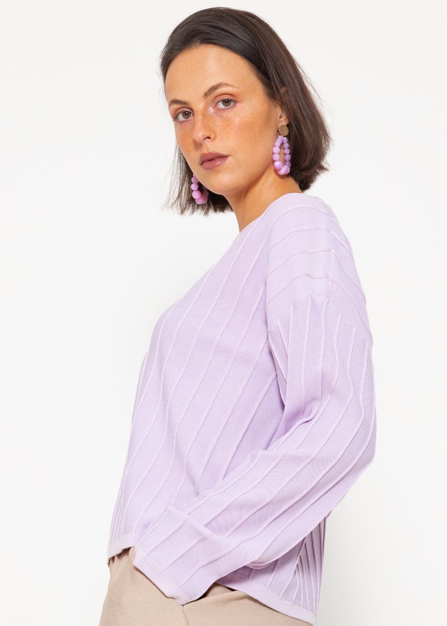 Fine sweater with ribbed texture - lilac