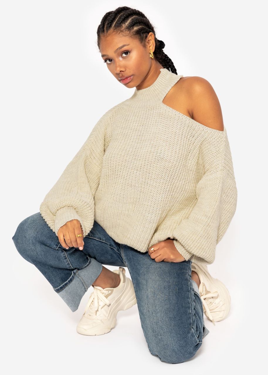 Oversize cut-out jumper - beige