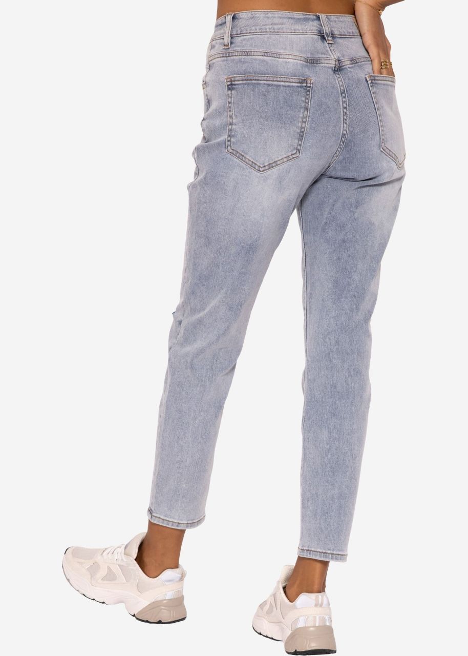Relax fit jeans with slit, light blue
