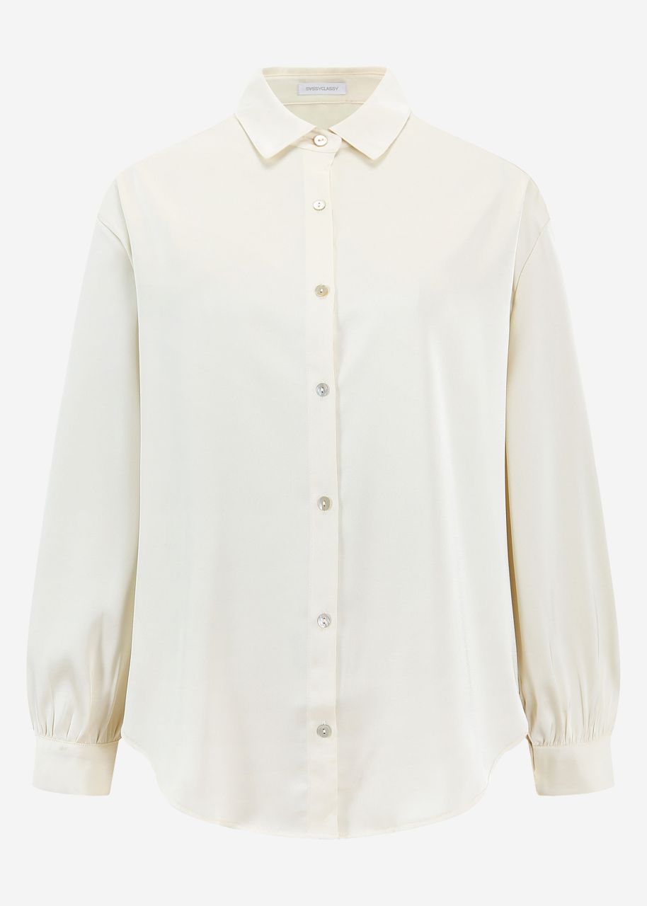 Oversize satin blouse - cream white